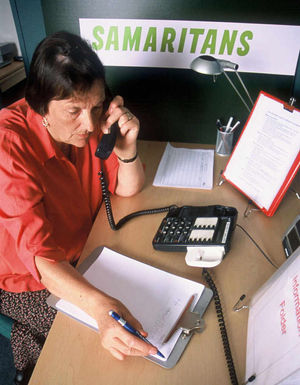 A Samaritan volunteer on the phone
