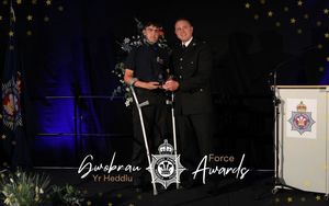 Police Cadet Tyler Brian is pictured with Superintendent Chris Neve