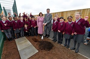 Education secretary Bridget Phillipson visits Thomas Telford Primary Free School in Priorslee, where she was joined by Telford MP and school pupils in burying a time capsule.