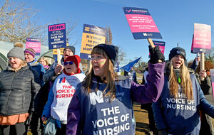 Nurses on the picket line at Robert Jones and Agnes Hunt Orthopaedic Hospital, Oswestry.