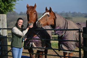 Kate with her horses Monty and Okey