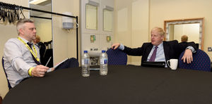 Boris Johnson chats to Pete Madeley during the 2019 Conservative leadership election