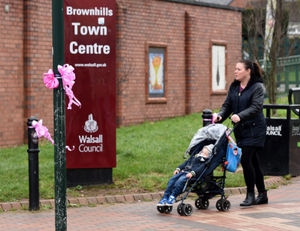 Pink ribbons have been put up around Brownhills
