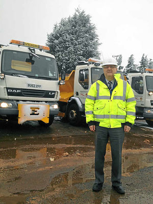 Ian Law with the gritting lorries at the city depot