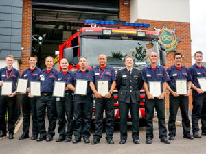 Supporting image for story: Car crash blaze heroes honoured for helping to save woman’s life