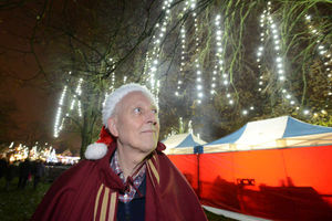 Tettenhall Rotary Club member Chris Starkey, of Wightwick, looks at the Christmas lights, Upper Green, Tettenhall.