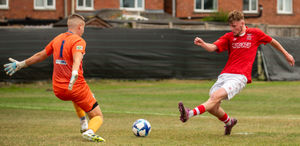 Whitchurch Alport's Adam Jasper is denied. (Image by Liam Pritchard)