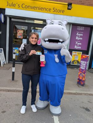 L to R Julie Kaur and the Hope House Hippo