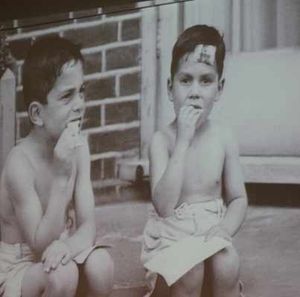 Rudi, right, and Paul at home in the Netherlands as young children before they horrific events in the ensuing years