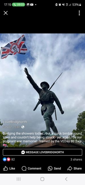 The VE Day flag at the war memorial