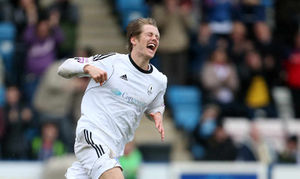 Neill Byrne of AFC Telford United celebrates after scoring a goal to make it 2-0