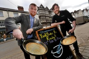 Rob Filbrant from The Bull (in black) and Jack Taylor from The Feathers