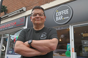 Andy Keen, who owns The Coffee Bar & Kitchen on Mill Street, says sales have halved since roadworks began on Chell Road.