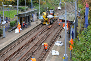 Workmen at The Crescent station in Bilston after all trams were removed