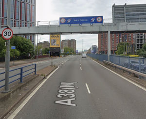 The A38 Aston Expressway has been forced to close due to 'overhead gantry problems'
