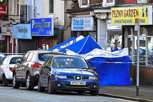 A police tent on Brierley Hill High Street the day after the stabbing