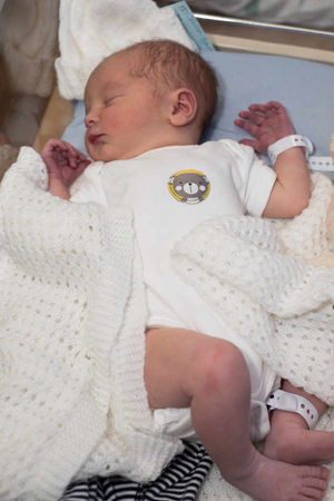 James Edward Sylvester, the first baby of the year, born at 1.02am to Sarah and Paul Sylvester weighing 7lbs 1oz