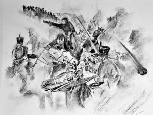 A charcoal drawing by Pete Mannering.
