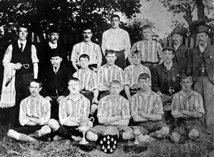 Priorslee Blues in 1900 showing off their trophies.