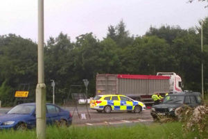 The closure on the A483 at Oswestry