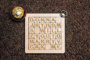 The special coaster, ring and chocolate