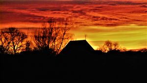 Fire in the sky over Rushbury, photographed by Peter Steggles
