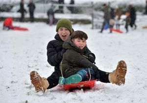 Sledgers enjoying the snow in Tettenhall