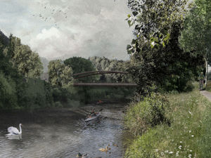 Supporting image for story: New pedestrian and cycle bridge to cross River Severn at Newtown