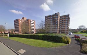 Haughmond Court (right) was demolished in 2015. Photo: Google