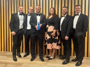 The Owl Partnerships team with the Residential Developer of the Year Award. (L-R) Andrew Browne, Stefan Jones, Gareth Wilkes, Emily Weaver, Rhys Chatterfield and Conor Garvey. 
