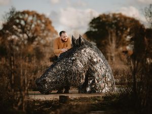 Supporting image for story: Alfie's new Trojan horse sculpture a warning over cybercrime
