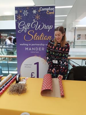 Compton Care gift wrapping service at the Mander Centre.