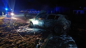 The blaze destroyed the car. Photo: Church Stretton Fire Station