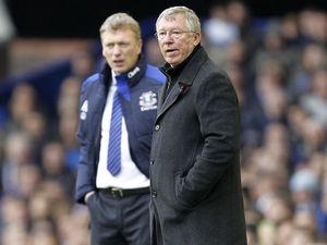 David Moyes, left, and Sir Alex Ferguson on the touchline