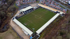 Keys Park, home of Hednesford Town FC, and the new housing estate around the ground