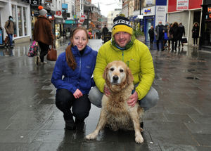 Nigel and Lizzie Evans with Fred the dog