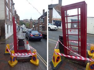 Supporting image for story: Bridgnorth phone box smashed to pieces by tractor