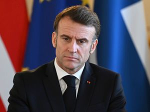 France’s President Emmanuel Macron at the European leaders’ summit to discuss Ukraine, hosted by Britain’s Prime Minister Keir Starmer, at Lancaster House, London, on Sunday