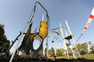 The burnt slide and climbing frame