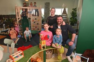 Betsy's Little Woodland Play Cafe. Pictured at the front is Tess Turczak and partner Ben Windsor and their children: Sofia Windsor 11 and Christopher Hudson 4.