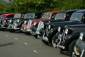 The cars parked up in Walsall before the rally