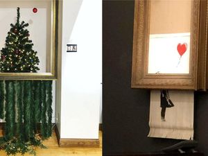 Supporting image for story: Banksy-inspired shredded Christmas tree is a real work of art