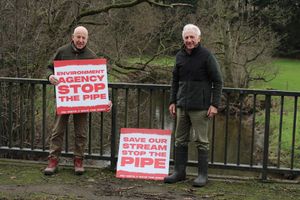 John Wood (left) with fellow supporter Robert Park. Mr Wood set up a petition to prevent a pipe being built that could result in sewage being dumped into the River Onny. Picture: Mike Handyside