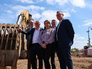 From left: Chris Miller, Director of Development at Midland Heart, Richard Parker, Mayor of the West Midlands, Donna Mara, Executive Assistant at McAuliffe, Matt Moore, CEO of Morro Partnerships, and Joe Reeves, Deputy Chief Executive at Midland Hear
