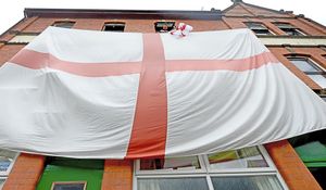 The giant flag at the Rock and Fountain