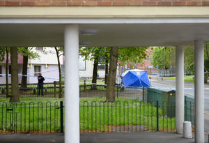 Police remain at the scene today. Picture: Tim Thursfield