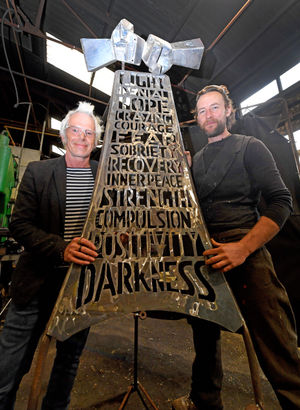 Artist Matt Lloyd and metal sculptor Luke Perry