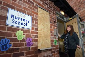 Headteacher Emma Smith is pictured where the thieves broke in at Eastfield Nursery