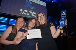 Express & Star Business Awards at The Halls Wolverhampton 2025. Business of the Year: Walsave Credit Union Ltd. L-R: Diane Hassell, Kim Lote and assistant manager Sarah Lote.