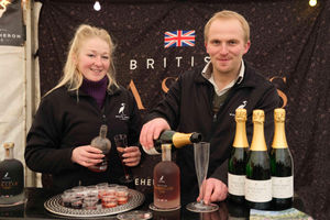 Louisa Hill and Ollie Hughes were serving up blackcurrant and raspberry British cassis liqueur, White Heron sparkling wine and they were advertising e-bike and walking tours of the estate to see where the fruit is grown. Image by Andy Compton